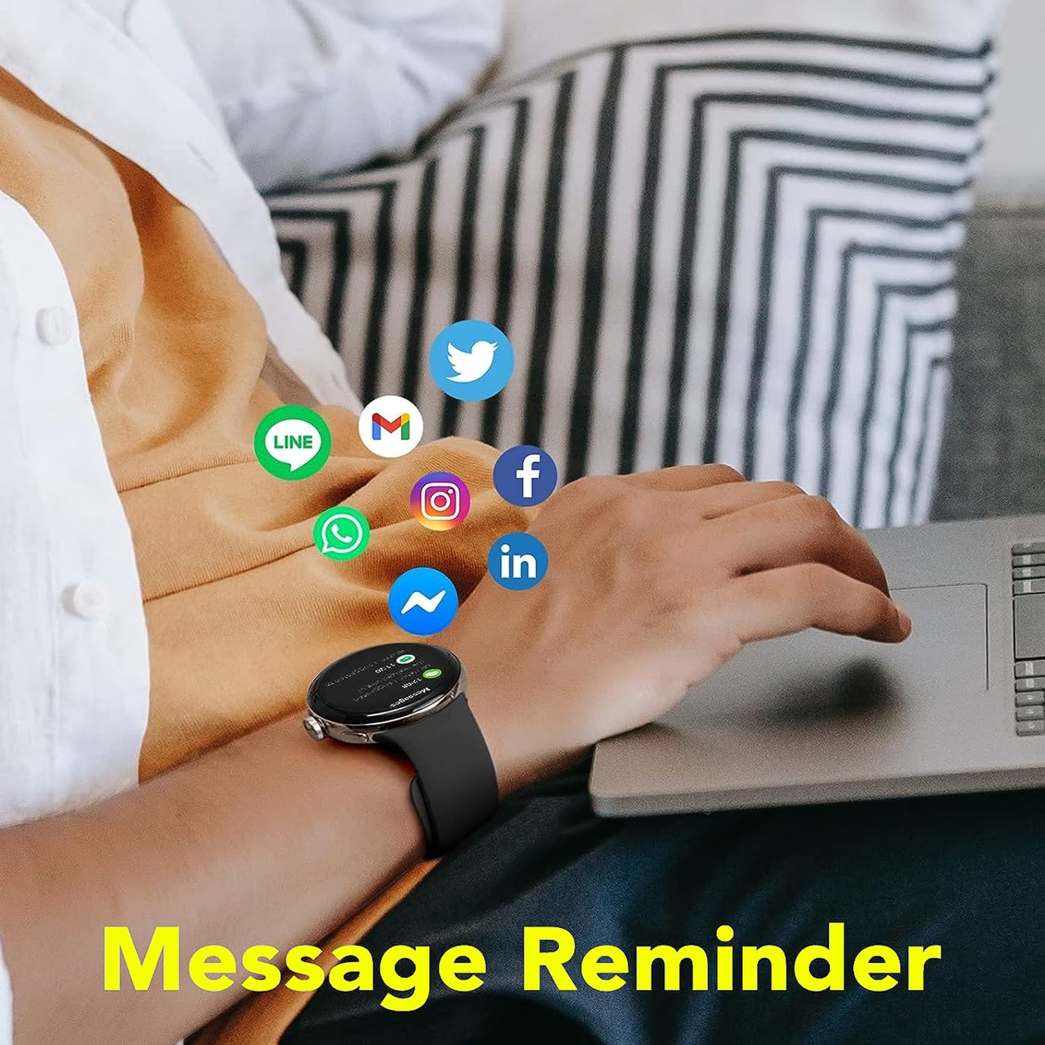 Touchscreen AMOLED Always-on Display LA24 Smartwatch Bluetooth Calling Fitness Tracker for Android & iOS Phones Heart Rate Sleep Monitoring Pedometer (Black) Touchscreen AMOLED Always-on Display LA24 Smartwatch Bluetooth Calling Fitness Tracker for Android & iOS Phones Heart Rate Sleep Monitoring Pedometer (Black)